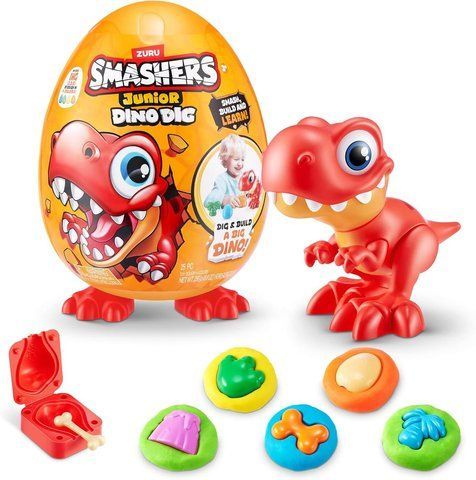 Игровой набор с динозавром Тирексом и тестом для лепки Zuru Smashers Junior Dino Dig Large Egg T-Rex 74115B РА0011B фото
