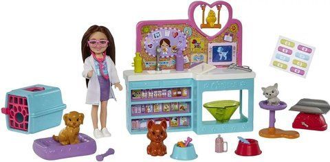 Ігровий набір лялька Барбі Челсі Ветеринарна клініка Barbie Chelsea Pet Vet Playset HGT12 КБ0148 фото