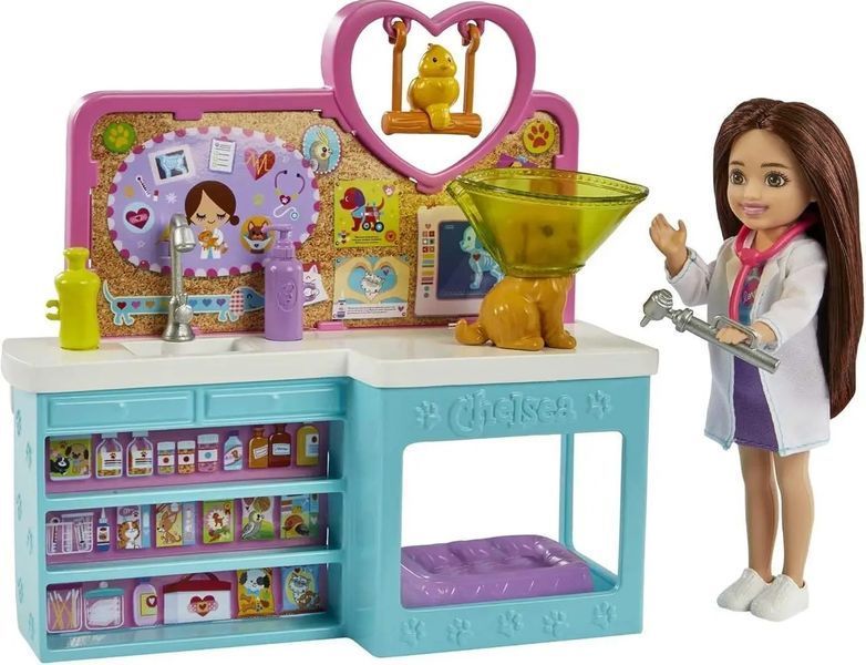 Ігровий набір лялька Барбі Челсі Ветеринарна клініка Barbie Chelsea Pet Vet Playset HGT12 КБ0148 фото